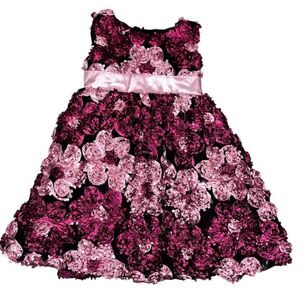 Sweet Pea & Lilli Girls Dress Pink & Fuchsia Rosette Sleeveless Size 2T